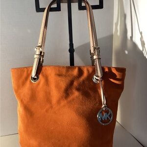 Michael Kors Vibrant Orange Suede Tote